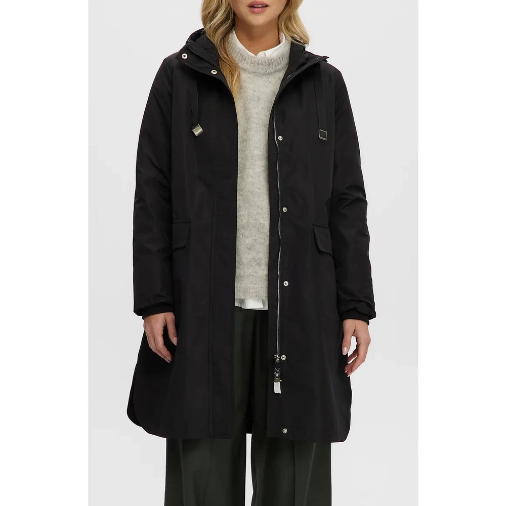 Noize Mid Length Front zip closure snap button placket Rain Coat Size L